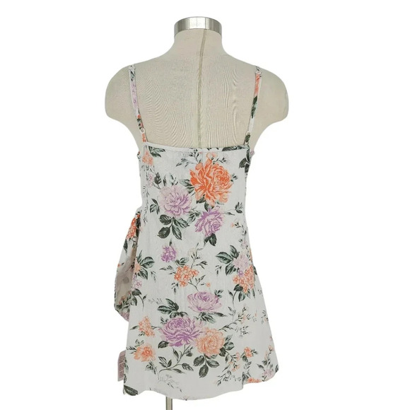ASOS Design Fit Flare Mini Wrap Dress White Floral V Neck Tie - Picture 5 of 8